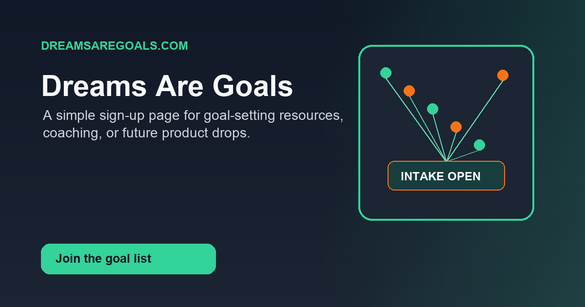 Dreams Are Goals launch card